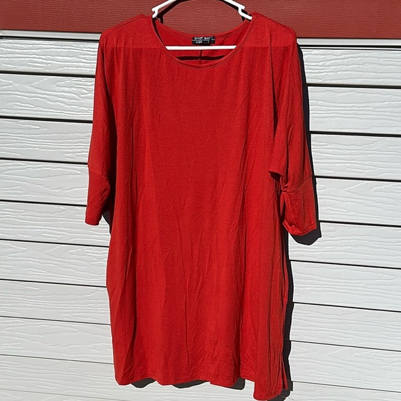 Shop Basic USA Tops - Shop Basic, Burnt Orange 3/4 Sleeve Tunic